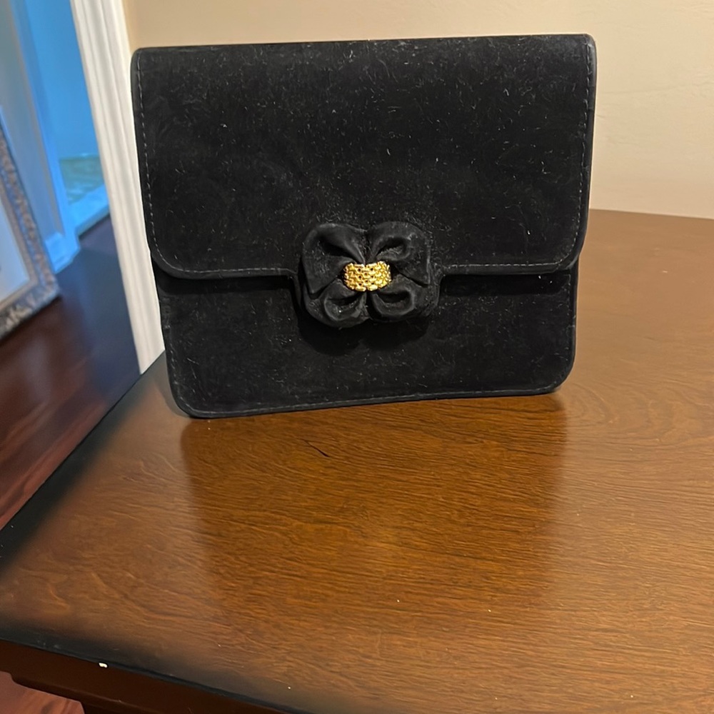 Black faux suede purse